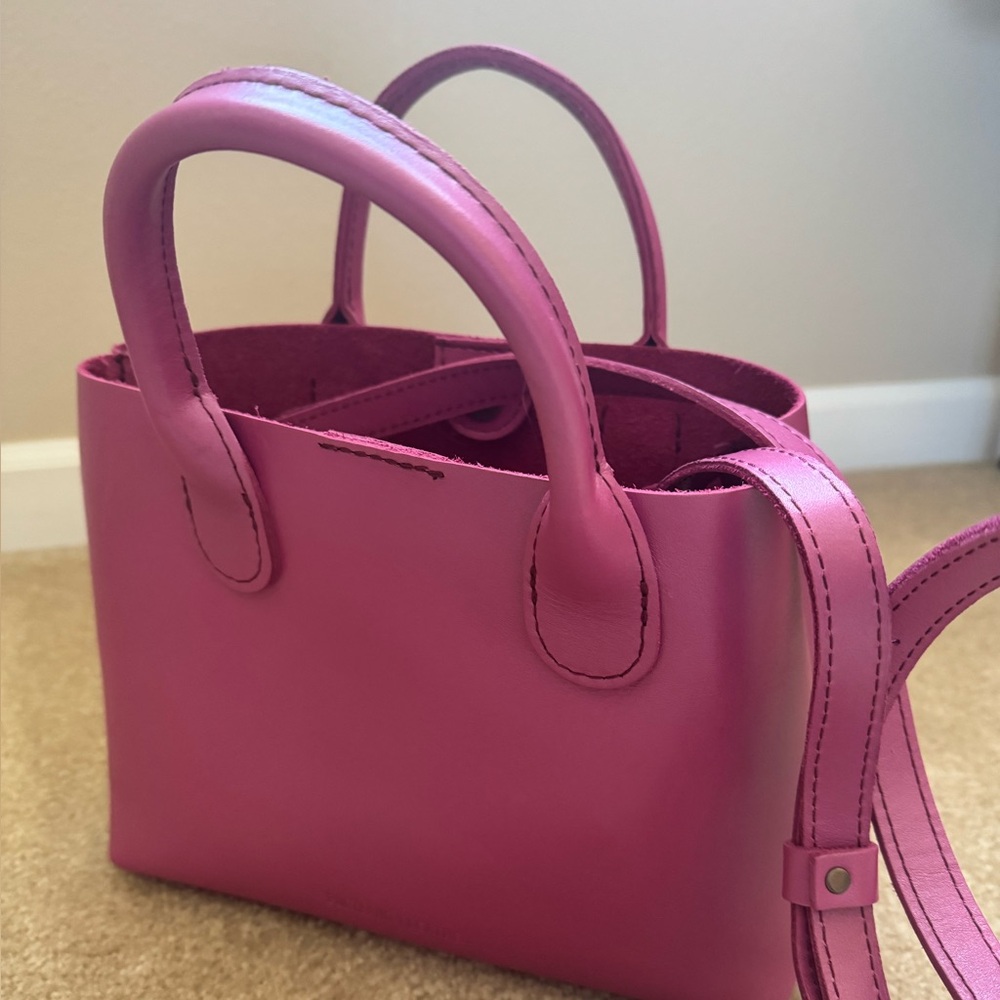 Pink Leather Tote Handbag - Women's Shoulder Bag